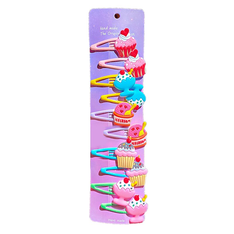 2021 nuovo 10 pz/impostato simpatico cartone animato neonata accessori per capelli bambini arcobaleno gelato clip di capelli forcine fasce per capelli regali per ragazze: 03