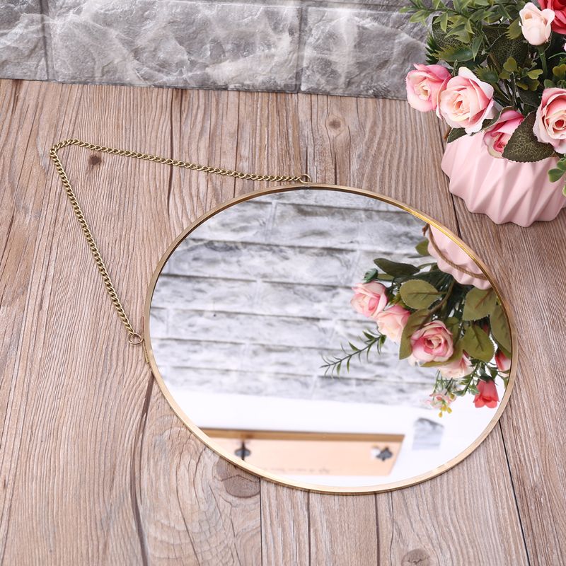 Espejo redondo colgante de pared, tocador dorado, Espejos de maquillaje, decoración de baño, 11UA