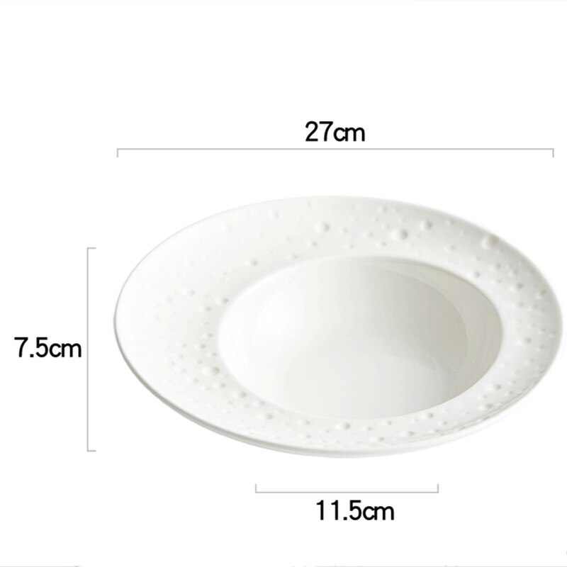 Plato blanco con forma de sombrero de paja para el norte de Europa, vajilla de decoración para restaurante, plato de sopa de carne y espagueti, plato de postre y fruta: A--27CM