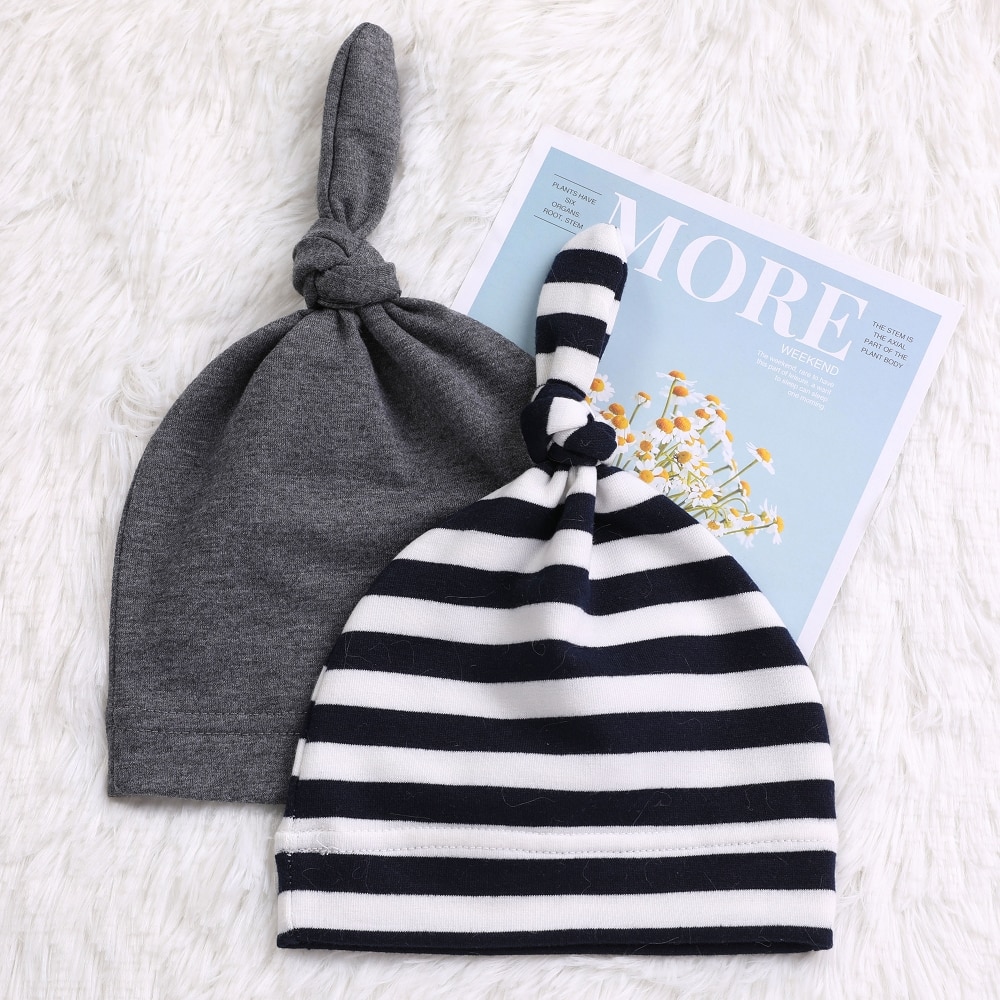 Gorros para bebé recién nacido, 100% algodón orgánico, suave, ajustable, con nudo, para niños de 0 a 3 años