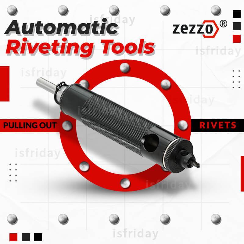 Zezzo Automatic Riveting Tools Set With 3 Rivet Heads 2.0MM 2.5MM 3.0MM Hand Drills 1/4&quot; Shank Easy To Remove Blind Rivets