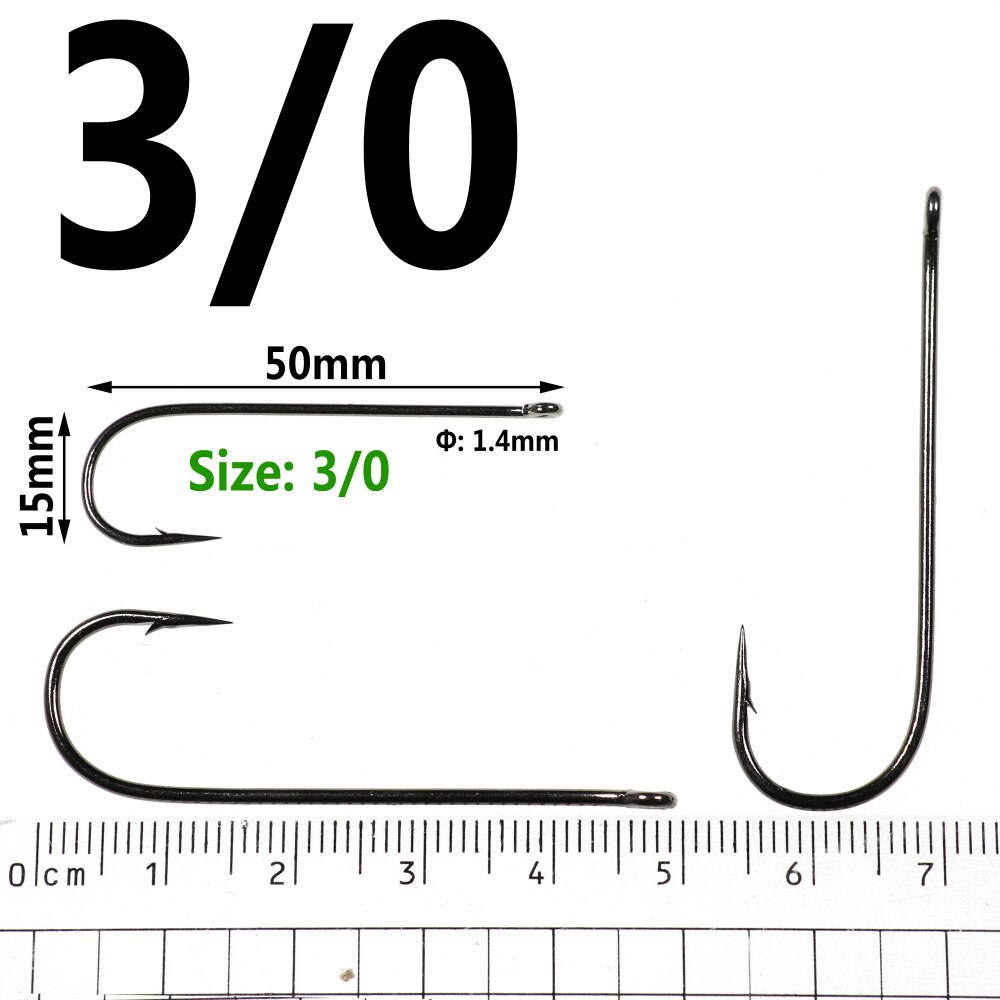 Bimoo 500PCS Aberdeen Long Shank Fish Hook Saltwater Fresh Water Hooks Sabiki Rig Streamer Fly Hook Size 10 4 2 2/0