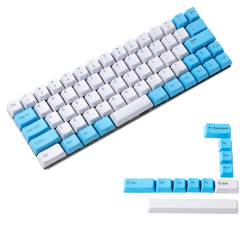 YMDK Carbon 64 68 Minila Keyset Thick PBT OEM Profile Keycaps For Filco Minila YD60M XD64 GK64 Tada68: White Blue Printed