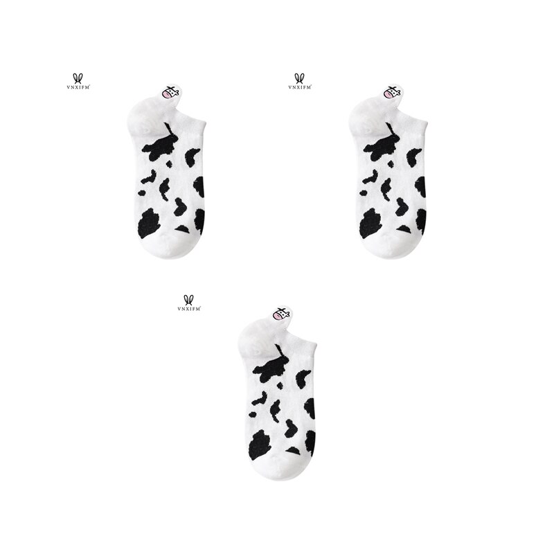 Calcetines de algodón con estampado de vaca para mujer, medias finas de estilo skateboard, temporada Primavera Verano: 7