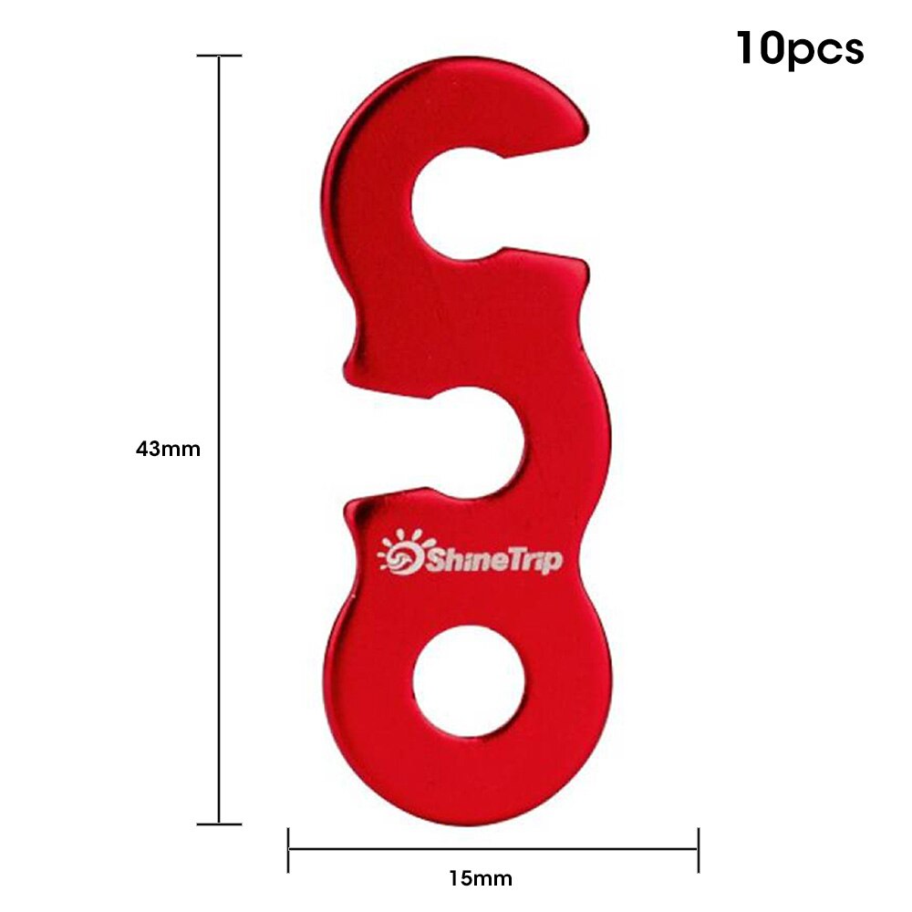 SHINETRIP 10Pcs Tent Tensioners Aluminum Alloy Rope Adjuster Buckle for Tent Camping Hiking Backpacking Outdoor Activity: Red