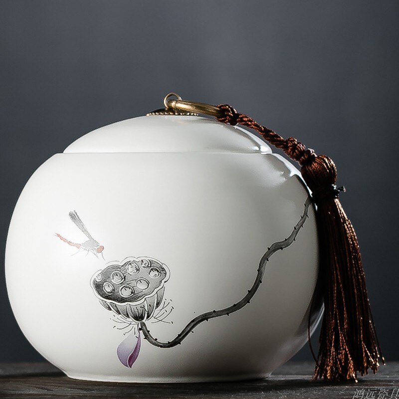 Large capacity Ceramic Tea Caddy Portable Sealed travel Tea Jar Candy coffee Storage Spice Container Tea Boxes storage tank: F