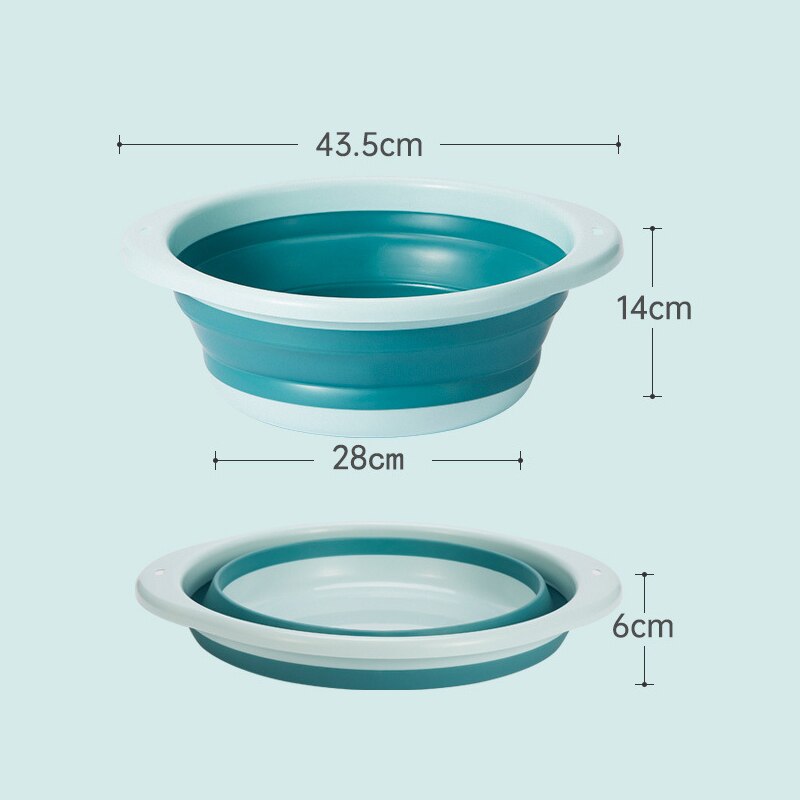 Plastic Silicone Folding Basin Portable Camping Wash Basin Car Wash Bucket Household Kitchen Fruit Clean Basin Home Supplies: Blue XL