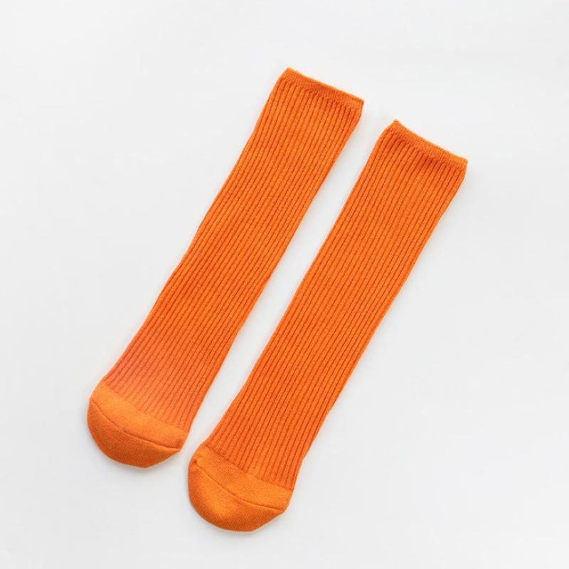 Süssigkeit Farbe Socken mädchen Kniehohe Lange socke einfarbige Socken Junge Mädchen freundlicher socken für Erwachsene: Orange