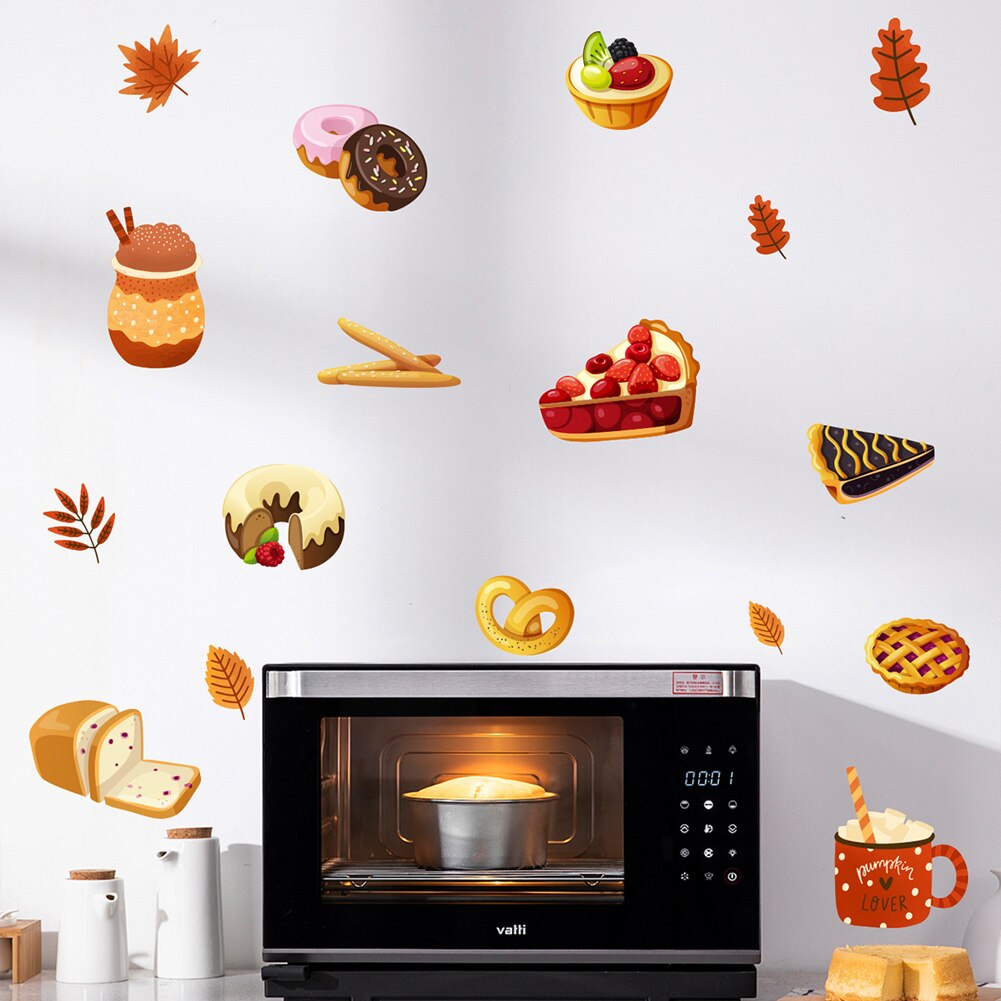 Tegneserie brød dessert mønster wallsticker køkken spisestue stue hjemmedekoration baggrund tapet til børn klistermærker
