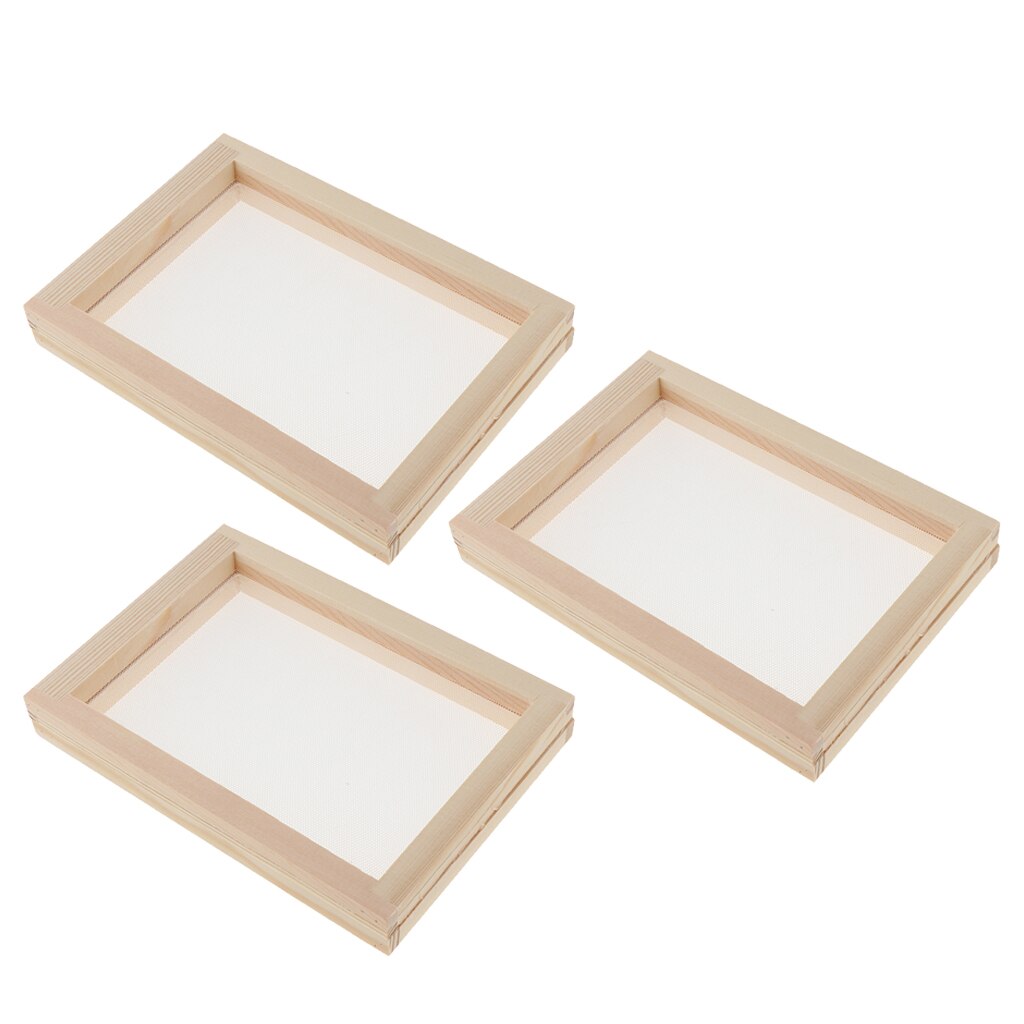 3pcs 2 in 1 Wood Paper Making Frame Papermaking Mold Rectangular Mould Frame