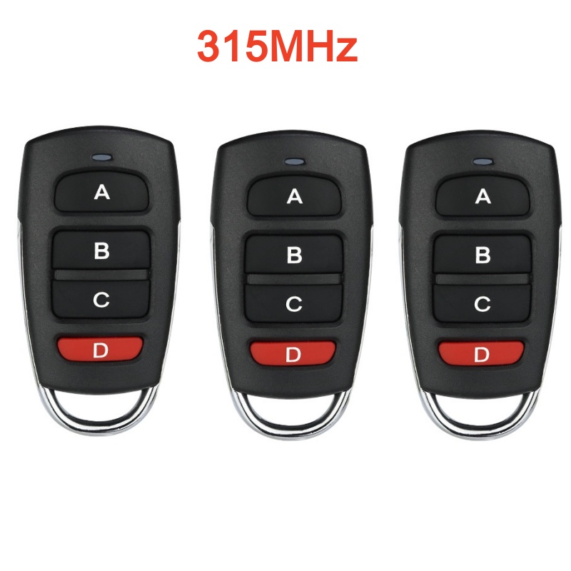4 botones inalámbrico RF 315MHz/433,92 MHz Control remoto copia código puerta de garaje duplicador llave abridor remoto: Gris