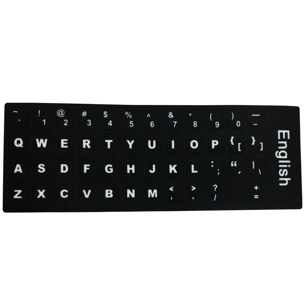 Keyboard Key Sticker for Laptop Letter Notebook Computer Decal Skin Spanish Russian Korean Arabic English Thai German Italian: black