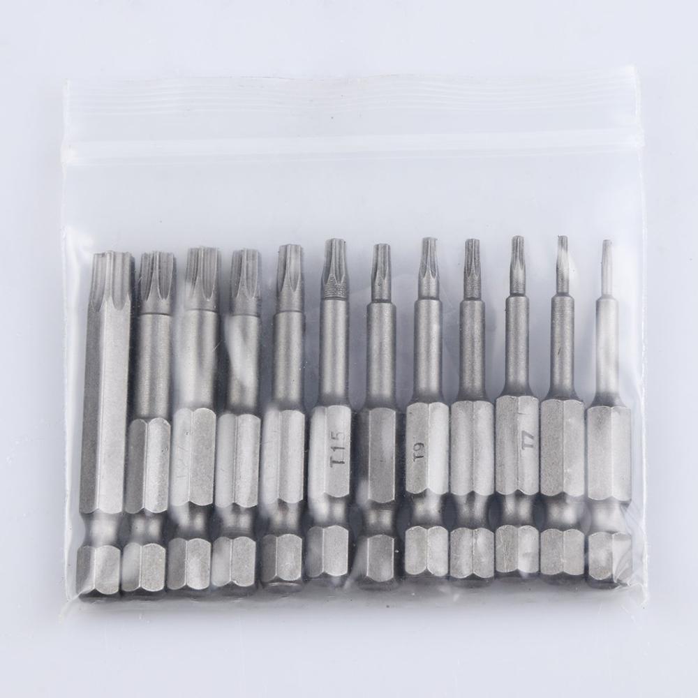 12Pcs/ Set Hex Torx Flat Head 50MM Driver Bits Hand Tools Security Bit Set Tamper Proof Screwdriver Drill Bit Screw Driver Bits