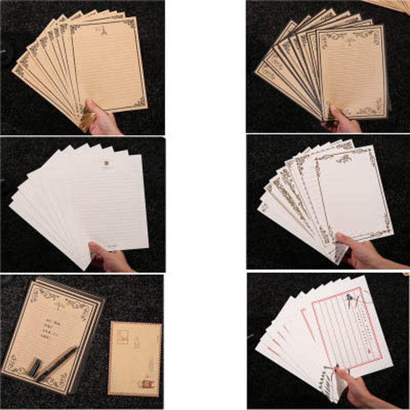 Papier d'écriture Vintage en papier Kraft 8 feuilles/ensemble | Carte de Message Style rétro pour Invitations fêtes nouvel an noël voeux