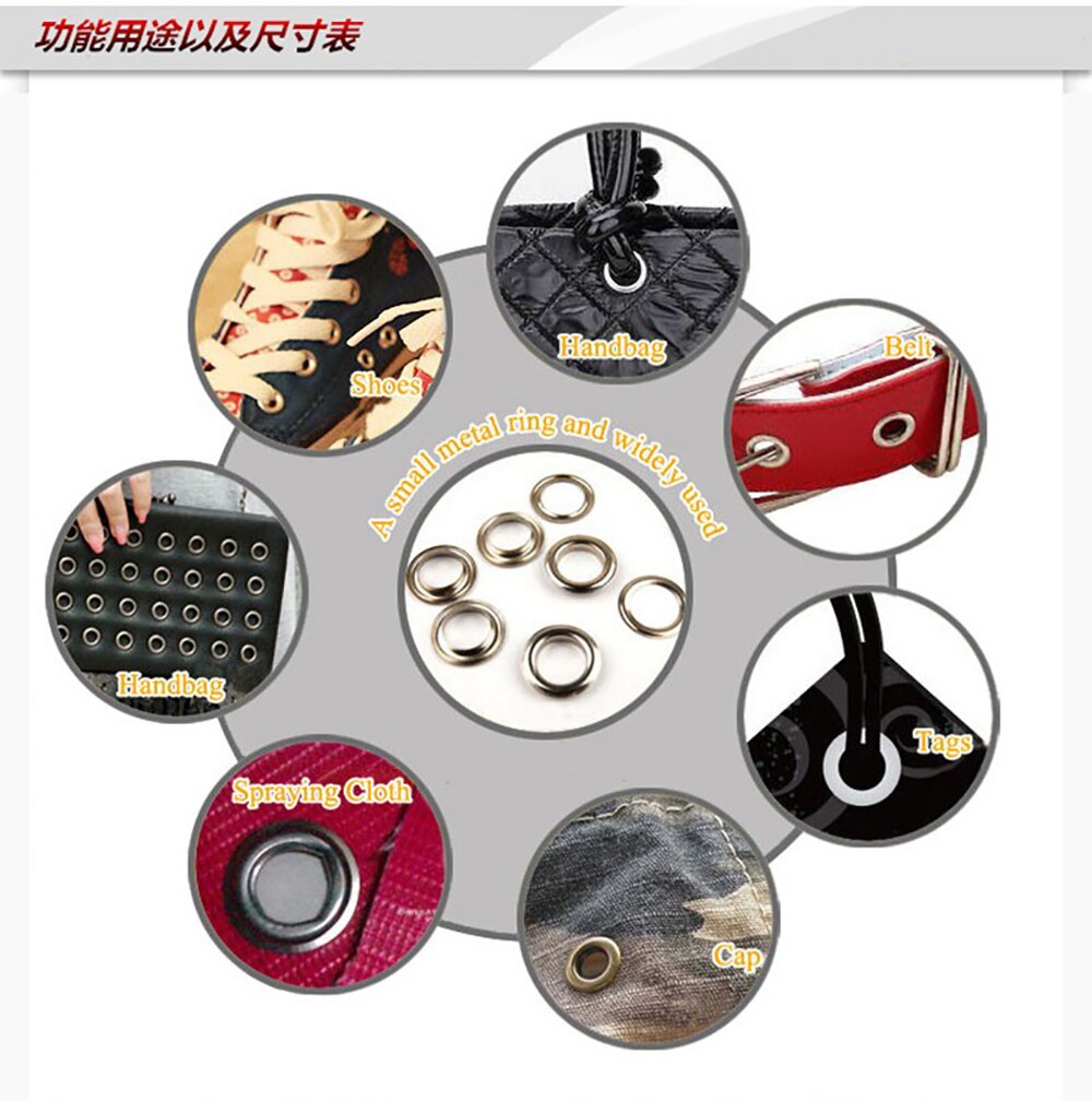 500 sets inner diameter 3.5mm colored Eyelets Paint pores Metal holes Bags decorative fish eye closure