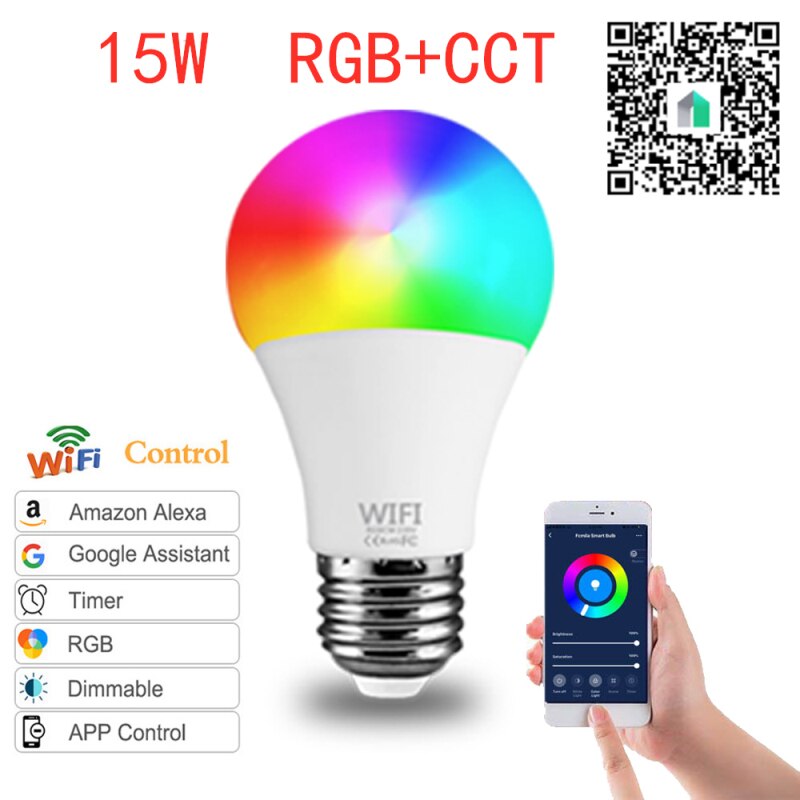 15W Wifi Slimme Lamp Werk Met Alexa/GoogleHomeAC220V/110V Rgb + Cct Dimbare Timer Functie b22 E27 Led Rgb Lamp