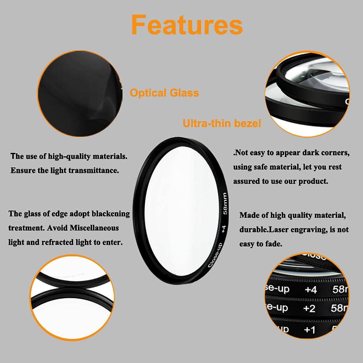 58mm kamera makro close -up filter linse kit  +1 +2 +4 +10 til canon eos 1200d 1100d 700d 650d 600d 550d 500 d 100d rebel  t5i t4i len