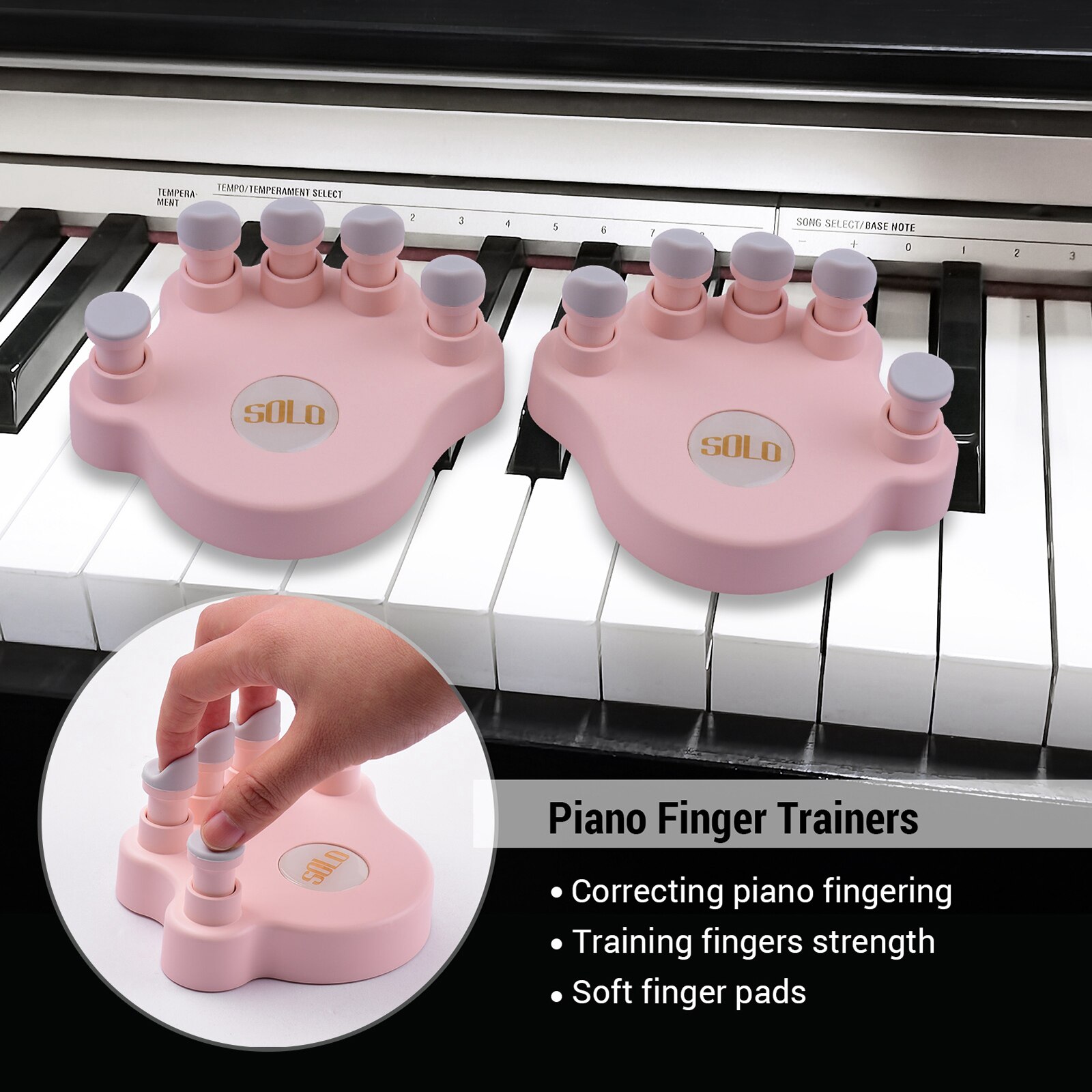 Piano Finger Trainers Strength Training Tools Finger Correctors Soft Finger Pads Piano Keyboard Finger Training 5 Round Keys
