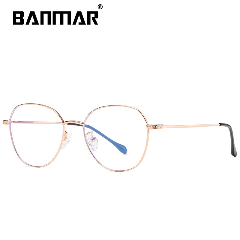 BANMAR-lunettes Anti lumière bleue, lunettes à blocage rondes, en alliage de Protection contre ordinateur, pour femmes et hommes rétro, monture: C3 ROSE GOLD