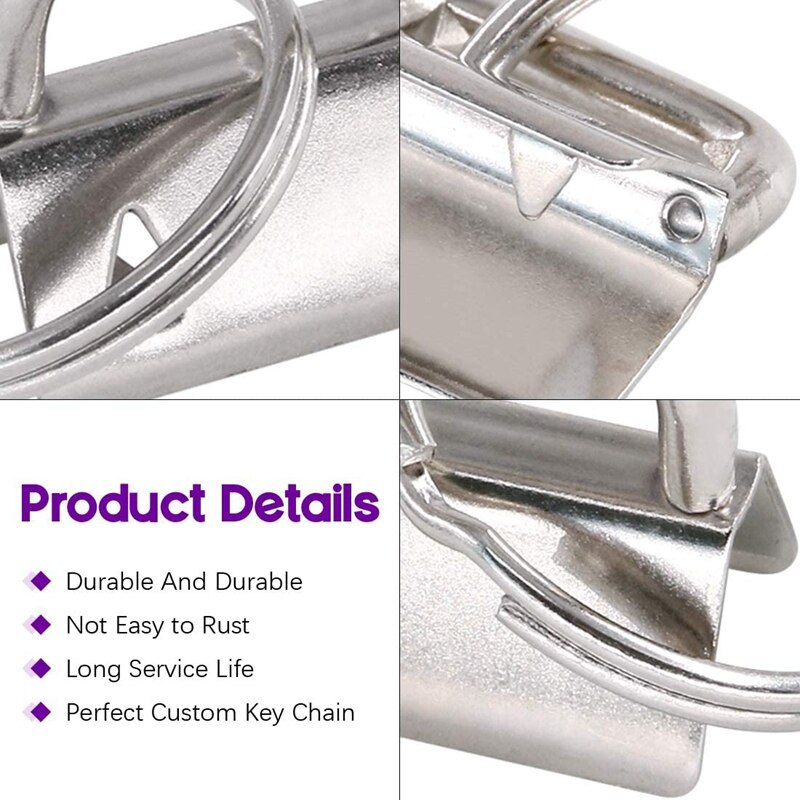 HTHL-45Pcs Silver 1 Inch Key Fob Hardware with Key Rings Sets, Perfect for Bag Wristlets with Fabric/Ribbon/Webbing
