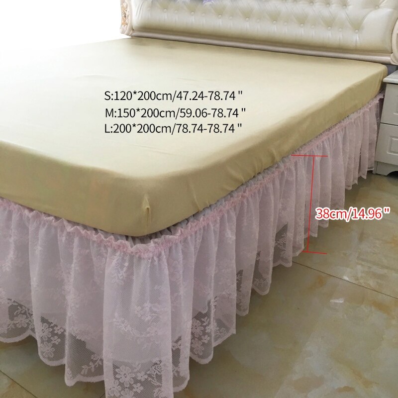 1pc dentelle lit jupe romantique couleur unie ébouriffé couvre-lit fleurs décor lit jupe couvre-lit maison lit jupe maison Textile