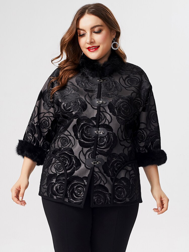 Efterår mor tøj kvinder langærmet frakke jakke dame vintage plus size broderede frakker til kvinder