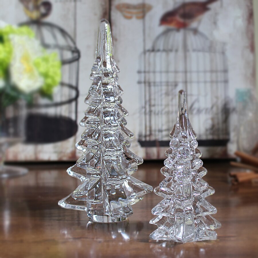 Mini albero di natale Desktop in vetro trasparente ornamenti per alberi di natale regali di festa decorazioni per la casa albero di natale accessori Kawaii