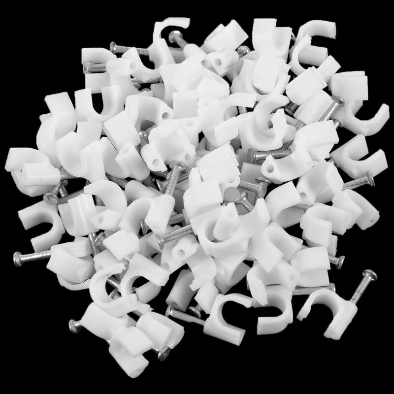 200 stk 6mm diameter el-kabel hvid plast cirkel negleclips