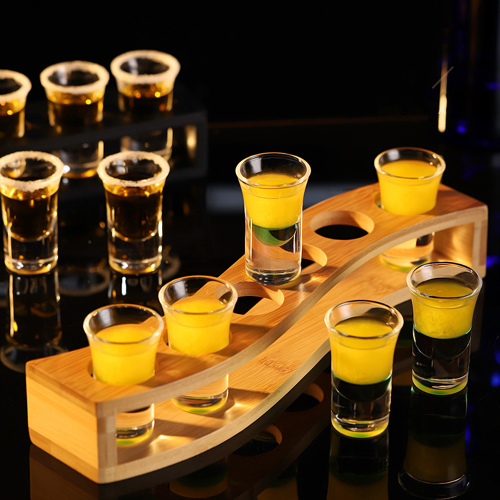 6-gaats glazen houder bekerrek barbenodigdheden accessoires organisator dienblad keukenopslag hout voor club party bar