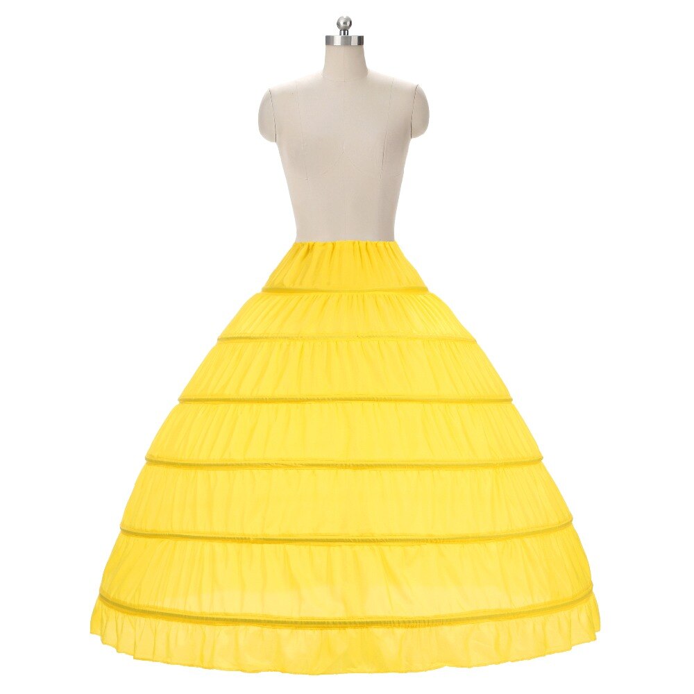White 6 Hoops Petticoats Plus Size Organza For Ball Gown Wedding Dresses Crinoline Underskirt In Stock: Yellow
