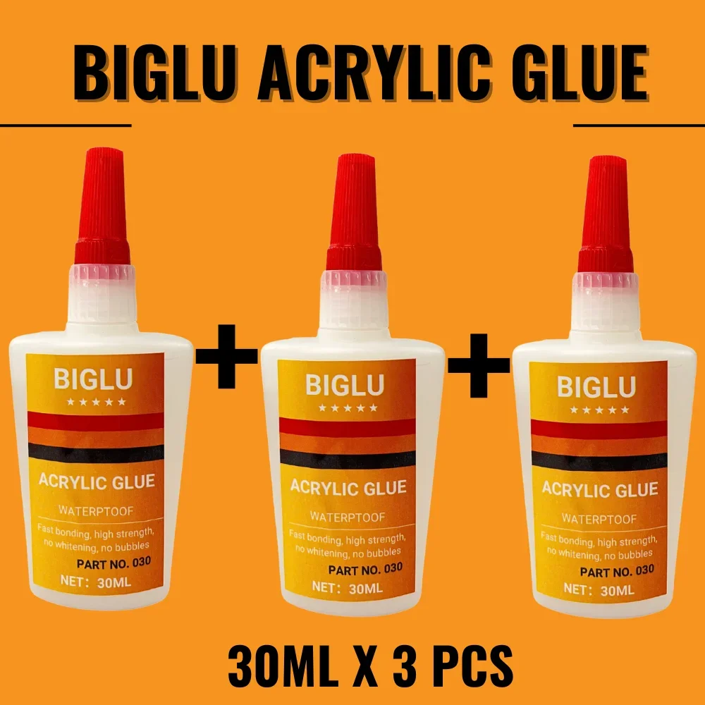 Transparenter flüssiger Sofortkleber für Acryl, organisches Glas, PMMA-Gremium, PC, 30 Sekunden schnelles Binden, wasserfester Kleber: Orange