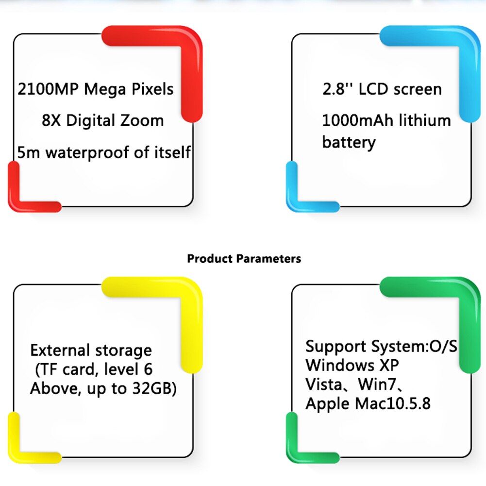 21MP 1080P Video Recorder Waterproof HD Underwater Camera 2.8inch LCD Screen With Card Digital Swimming Selfie DV Recording