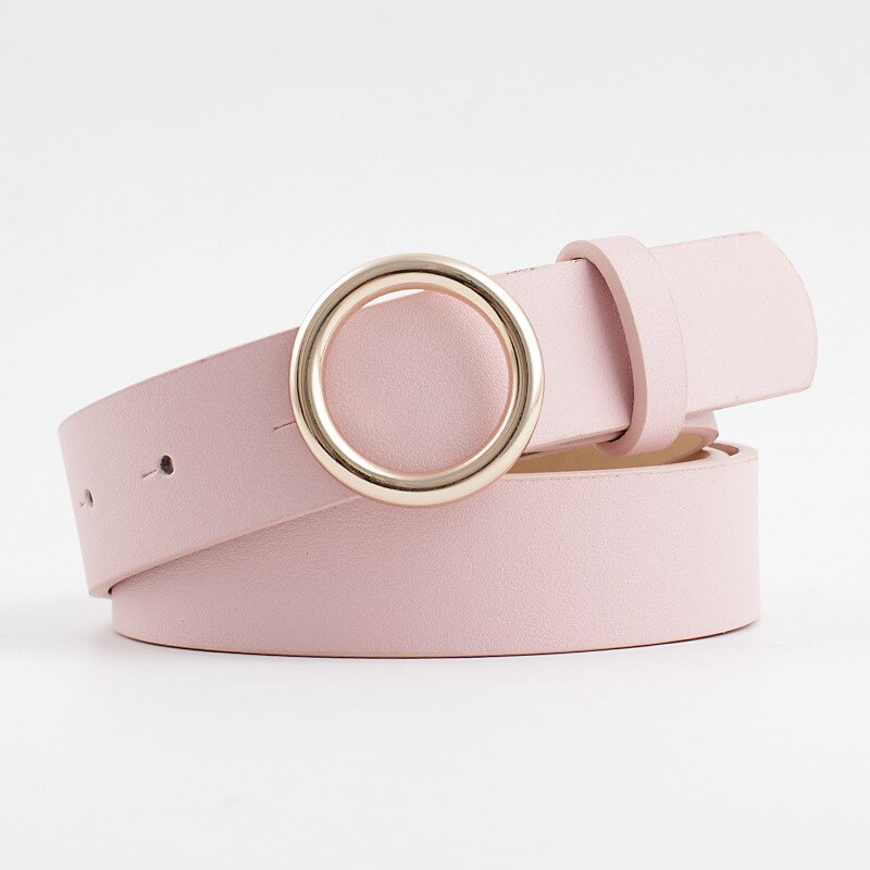 Kvinders bælte sort hvid brun pink bredt læderbælte kvindelige damer guld metal runde cirkelbælter til kvinder buksekjoler: Beige
