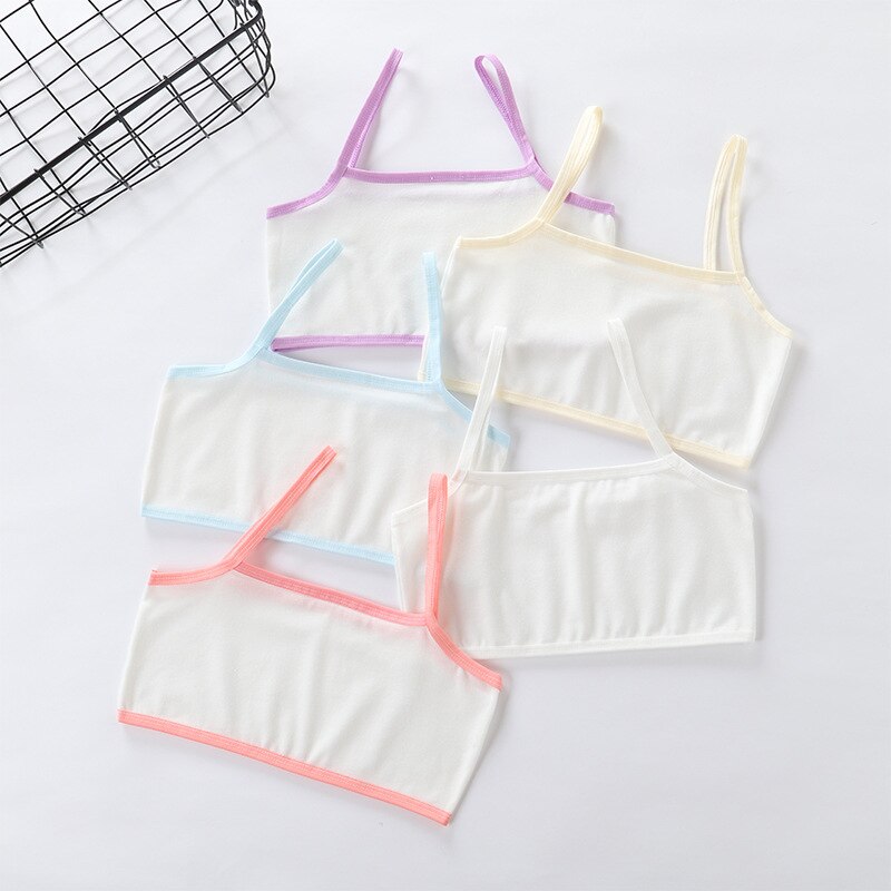 Soutien-gorge Double couche en coton pour enfants, sous-vêtements pour adolescentes de 8 à 16 ans, 5 pièces/lot: 1-21GN015