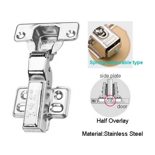 Half Overlay Stainless Steel Damping Hinges Hydraulic Hinge Buffer Cabinet Cupboard Door Hinges Furniture Hardware: B1 Type-SS