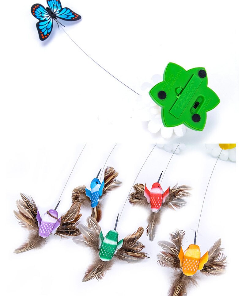 Jouet rotatif électrique automatique pour chat, en plastique, coloré, papillon, oiseau, Animal de compagnie, amusant, chien, chaton, jeux d&#39;entraînement interactifs