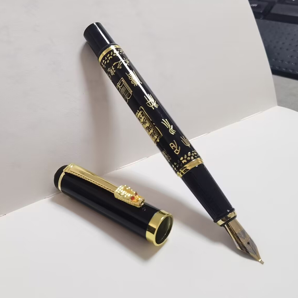 Pluma estilográfica fina 1 bolígrafo Plus, dos puntas, estilo clásico chino, caligrafía, escritura, firma, bolígrafo de , material de papelería para estudiantes y oficina