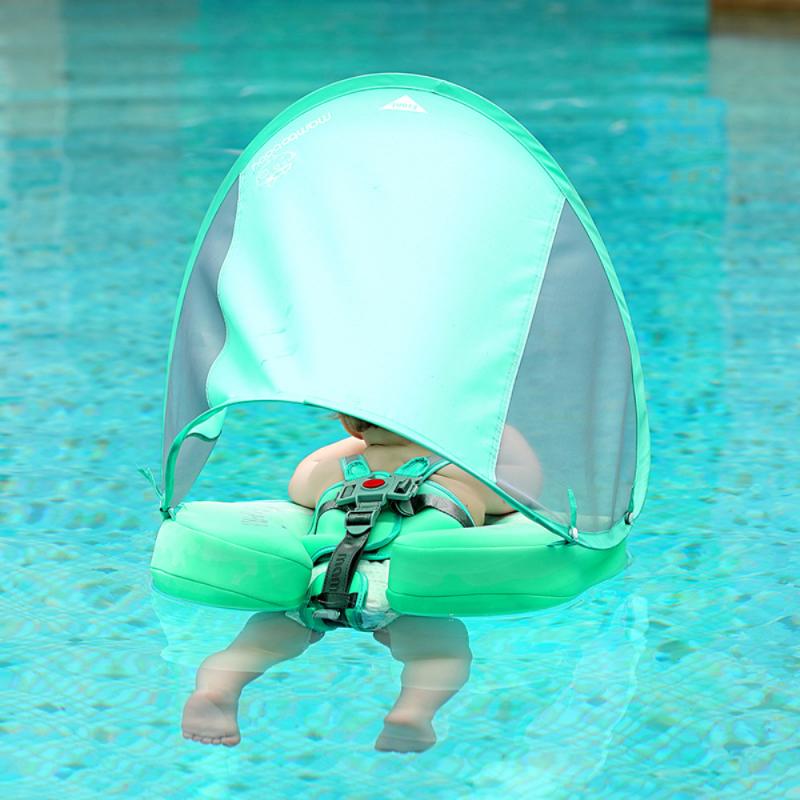 Niet-Opblaasbare Baby Bad Floater Draagbare Zwemmen Ring Upf 50 + Uv Zon Luifel Cirkel Zwembad Float Baby zwemmen Accessoires