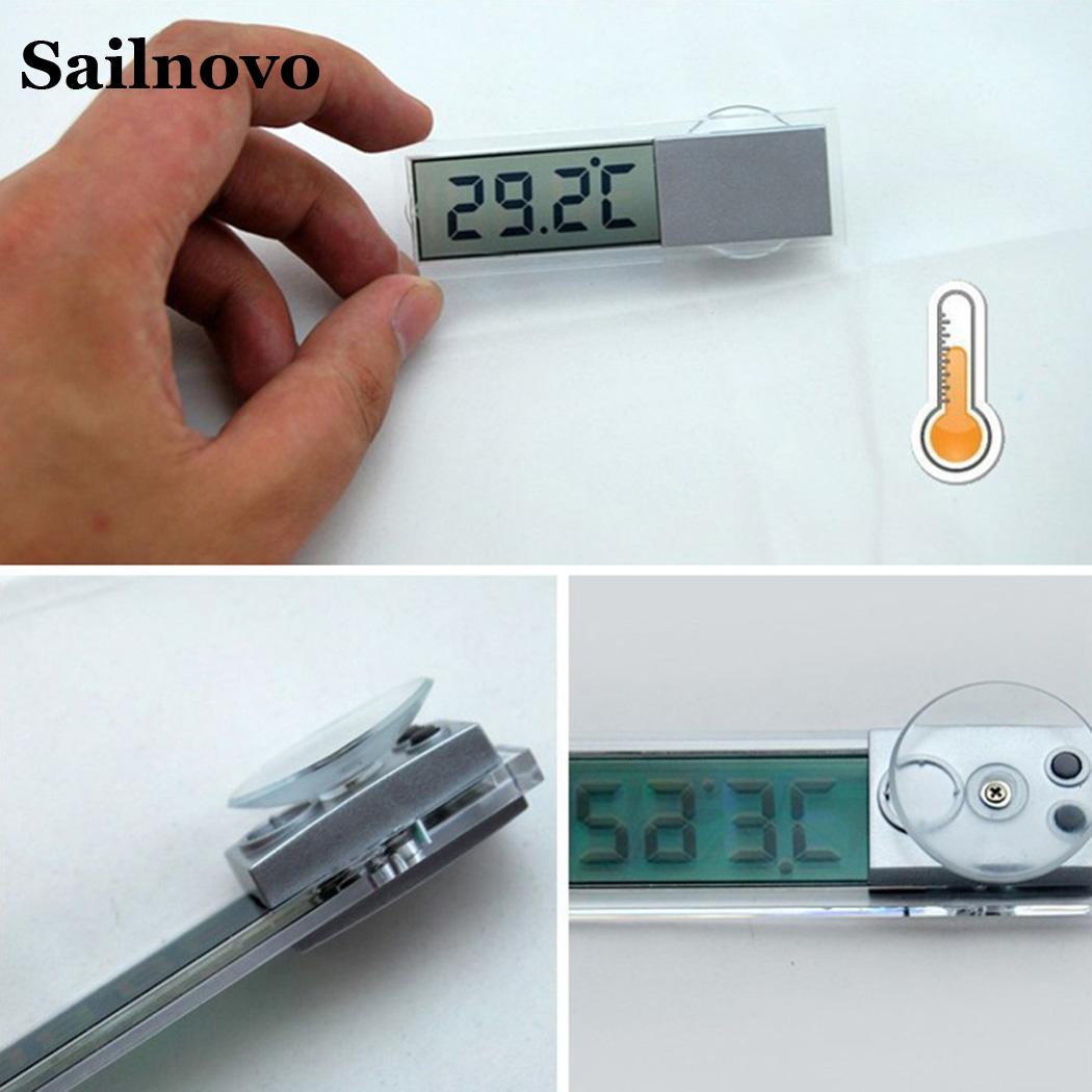 Elektronische Auto Zuignap Digitale Thermometer Transparant LCD Auto Thermometer Op Het Raam Celsius Fahrenheit Auto Accessoires