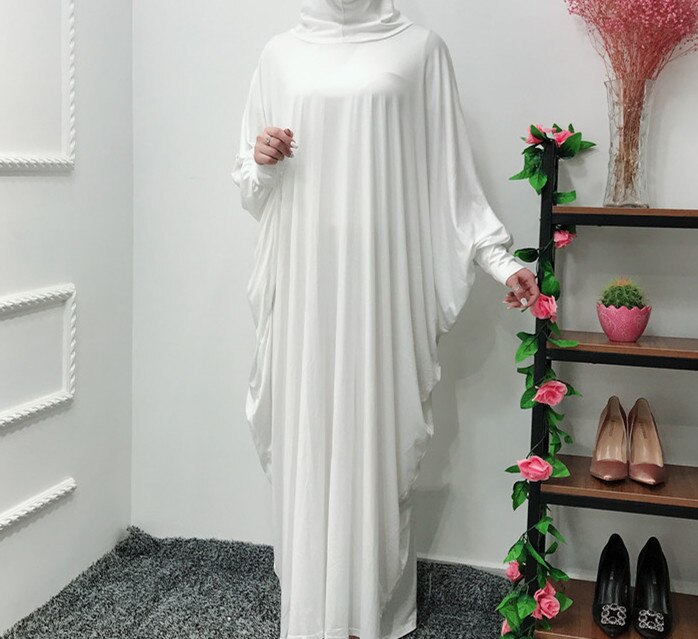 Abaya – Robe longue à capuche pour femmes, vêtement de prière, Hijab, Kaftan, vêtements islamiques turcs, Burka: WHITE