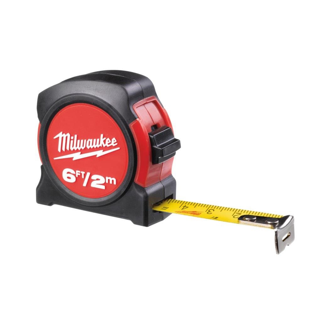 Milwaukee t48225502 fita resistente medida 2m/6 ”,13mm largura da fita, design compacto, 13mm de largura fita revestida de náilon