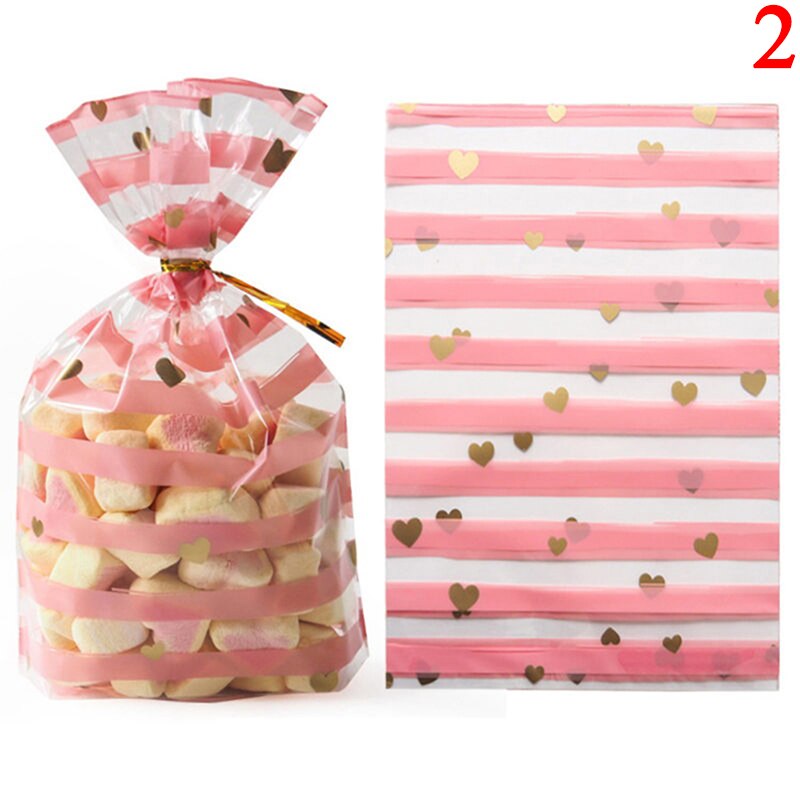 50Pcs Plume Plastic Bag Cookie Candy Bags Wedding Birthday Favors Birthday Party Snack Bag Packaging: N2