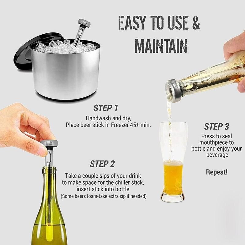 Portable Steel Beer Stick Chiller Cooling Stick Ice Cold Ice Wine Stick Beverage Drinking Beer Cooler Bar Accessories
