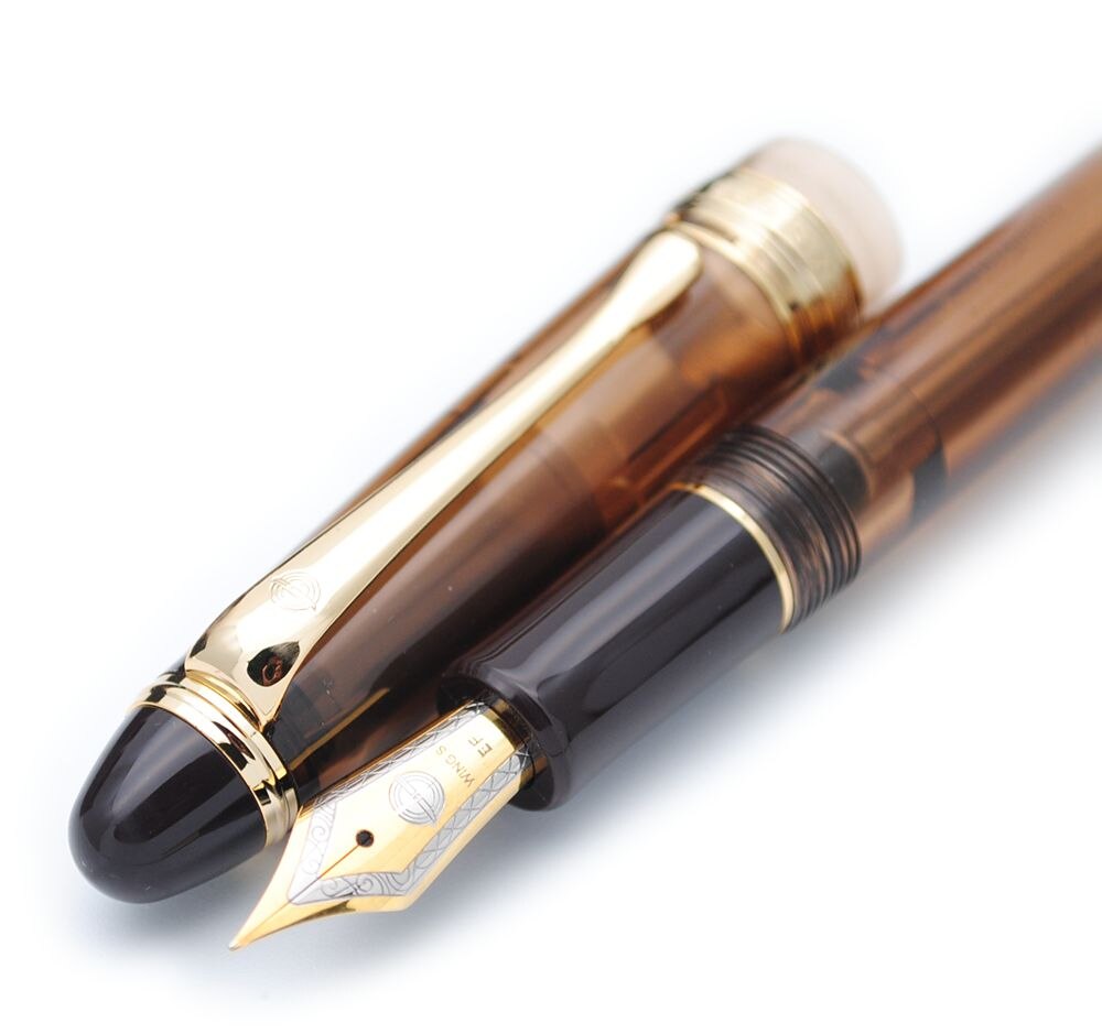Wing Sung 699 Transluzenten Vakuum Füllung Brunnen Stift EF / F / M Nib Tinte Stift Original Box: Brown S Grip EF N-G