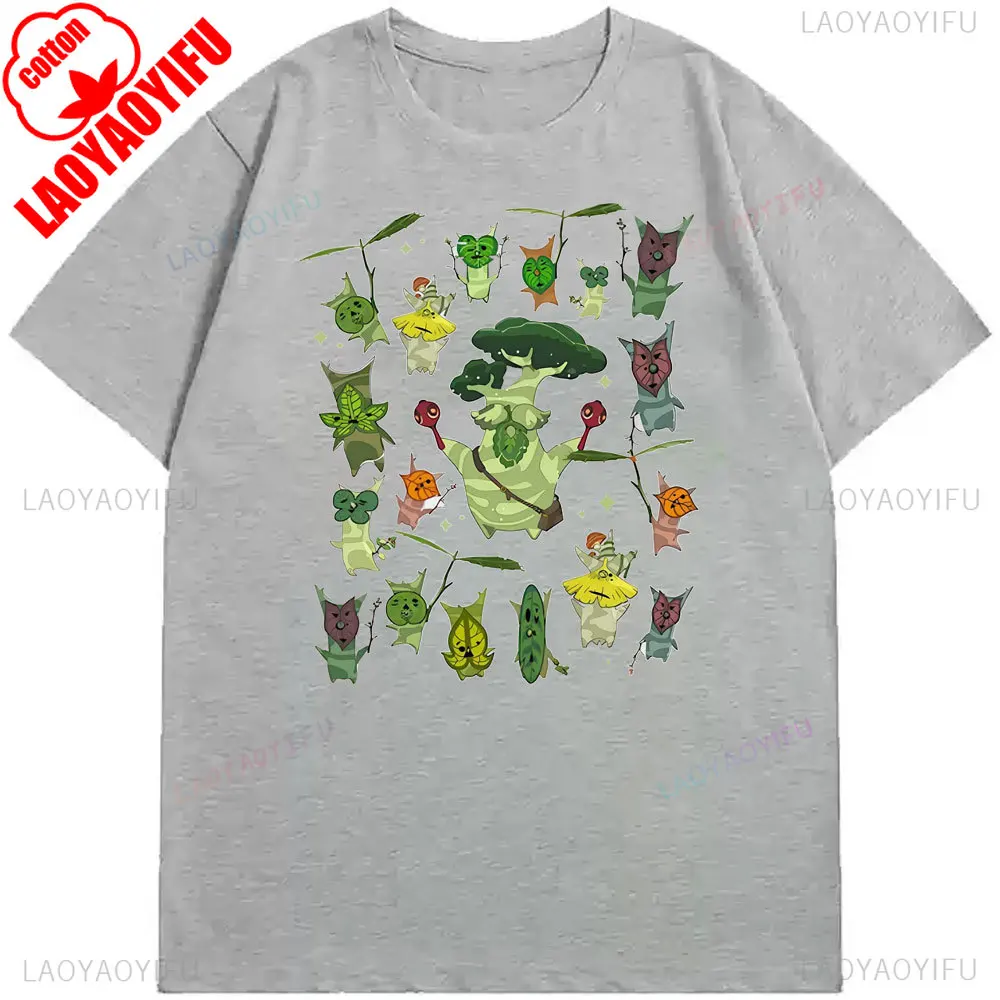 Zelda korok-skjorte breath of the wild hylia anime-skjorte korok arboretum gamer-skjorte planteelsker sommerskjorter bomulds-t-shirts toppe: Xxl / Blå