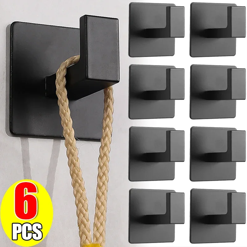 Ganchos de pared autoadhesivos fuertes, bolsa de llaves, bata de ducha, soporte colgante, perchero para ropa, toallero, gancho para cocina y baño, 1/6 Uds.