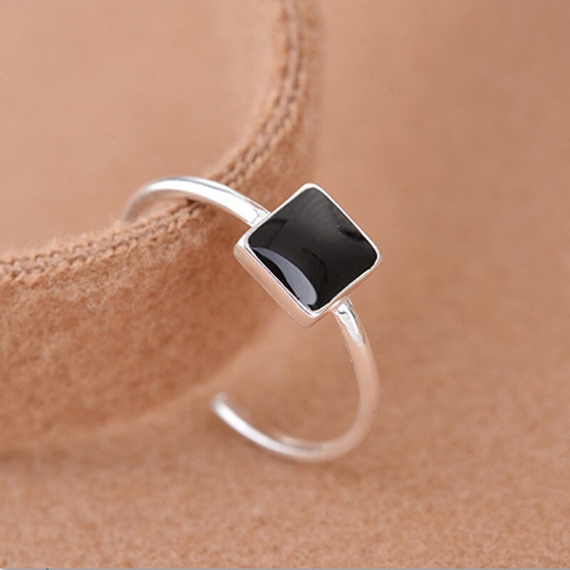 Mode Echte Vierkante Ringen Voor Vrouwen Verklaring Sieraden Vinger Kroon Ring Sieraden Anillos: Square