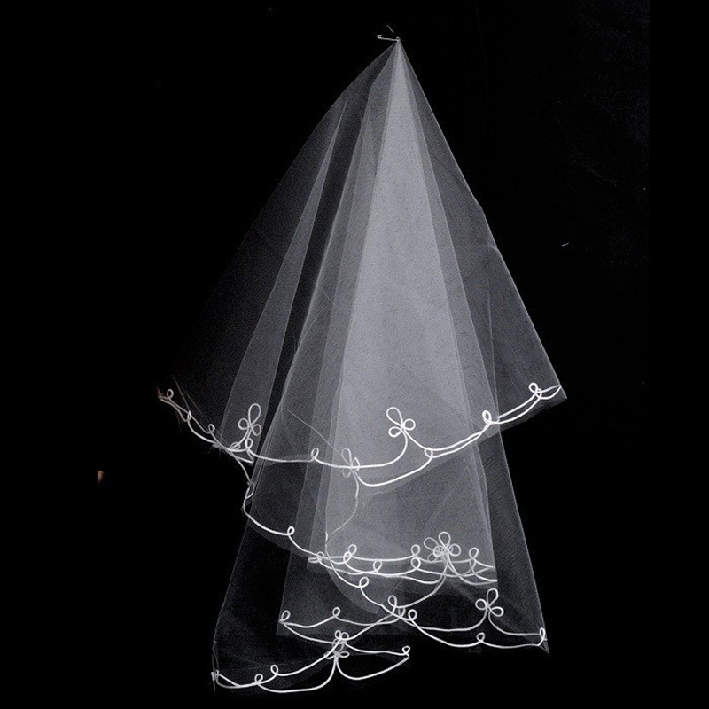 Velo de novia corto y sencillo de tul de dos capas con peine, velo de novia blanco marfil para novia, accesorios de boda: Verde