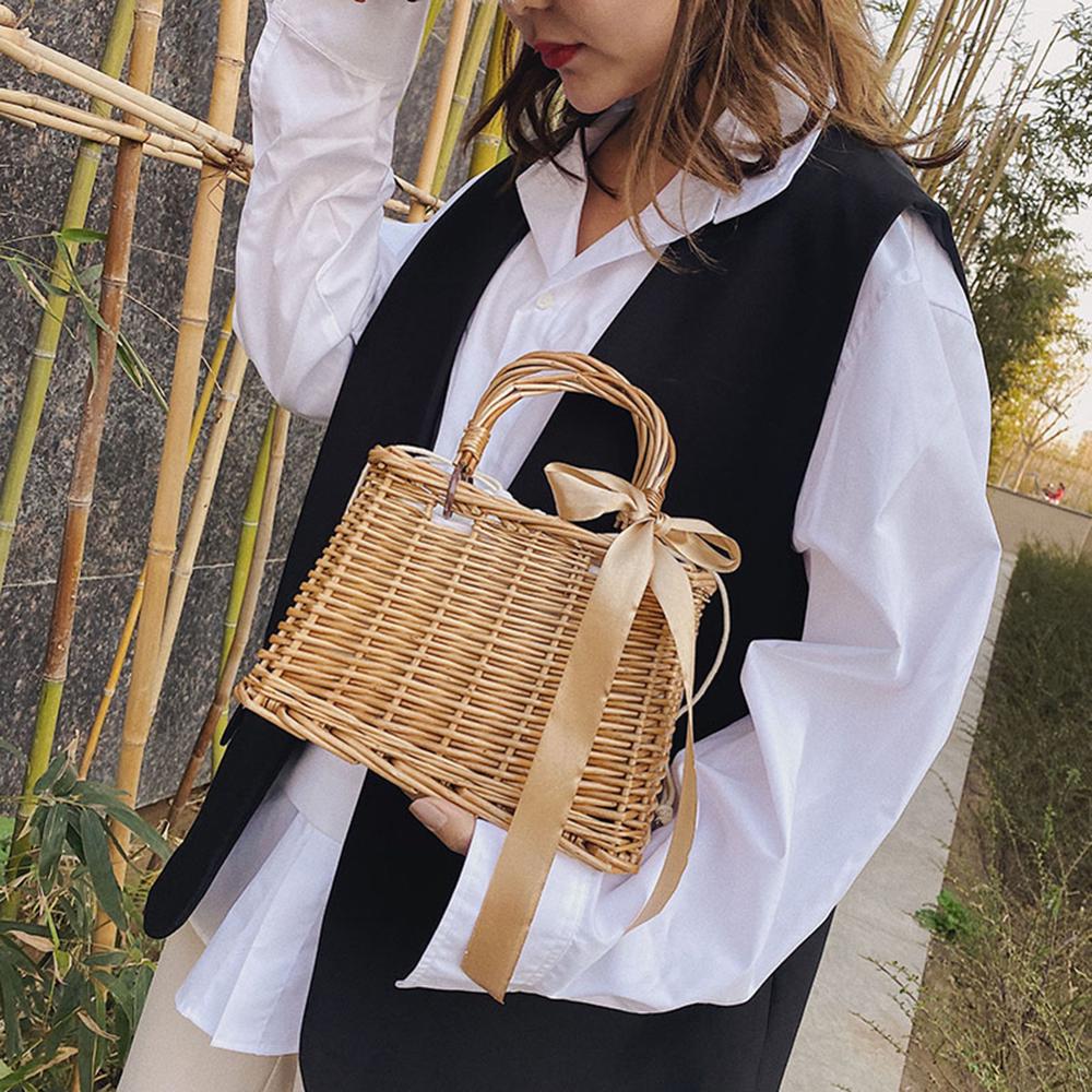 Strand stro tassen dames zomer handtas rotan vierkante tas handgemaakte bali geweven crossbody tas doos bohemien