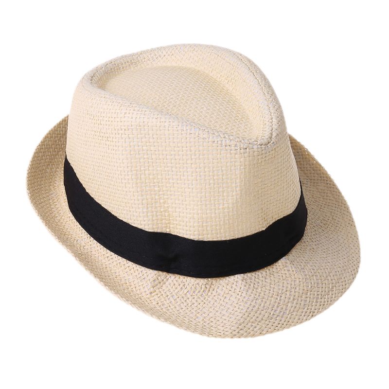 Bambini bambini estate spiaggia cappello di paglia Jazz Panama Trilby cappello Fedora Gangster cappelli traspiranti all&#39;aperto ragazze ragazzi cappello da sole